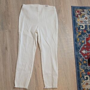 Alfani Ivory Ankle-Length Textured Knit Pants